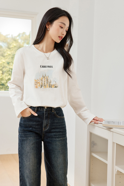 Scenery Print Cotton T-shirt