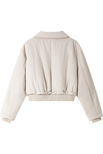 Lapel Spliced Short Cotton Padded Jacket
