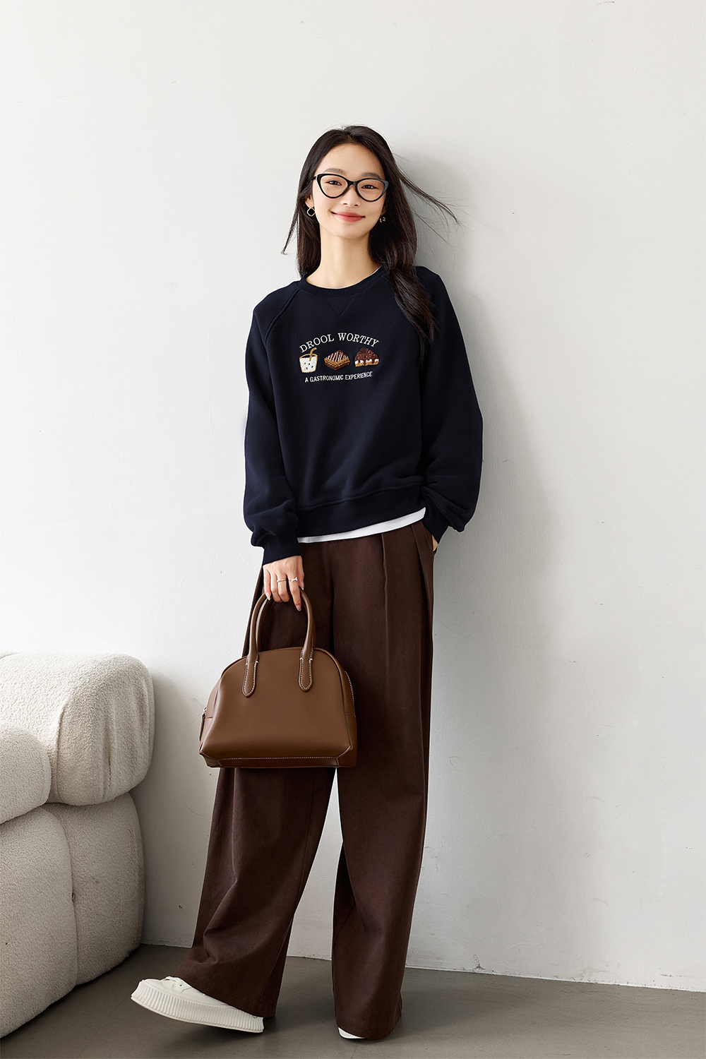 Cartoon Food Embroidered Sweatshirt