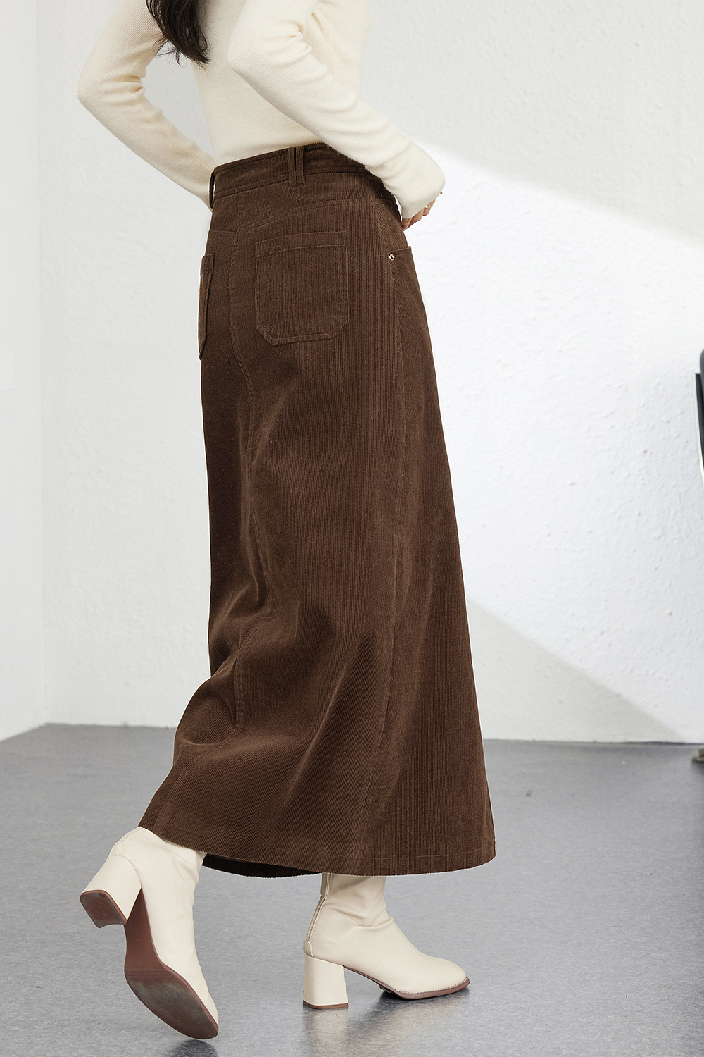 Corduroy Retro Midi Skirt-VIMLYSTORE