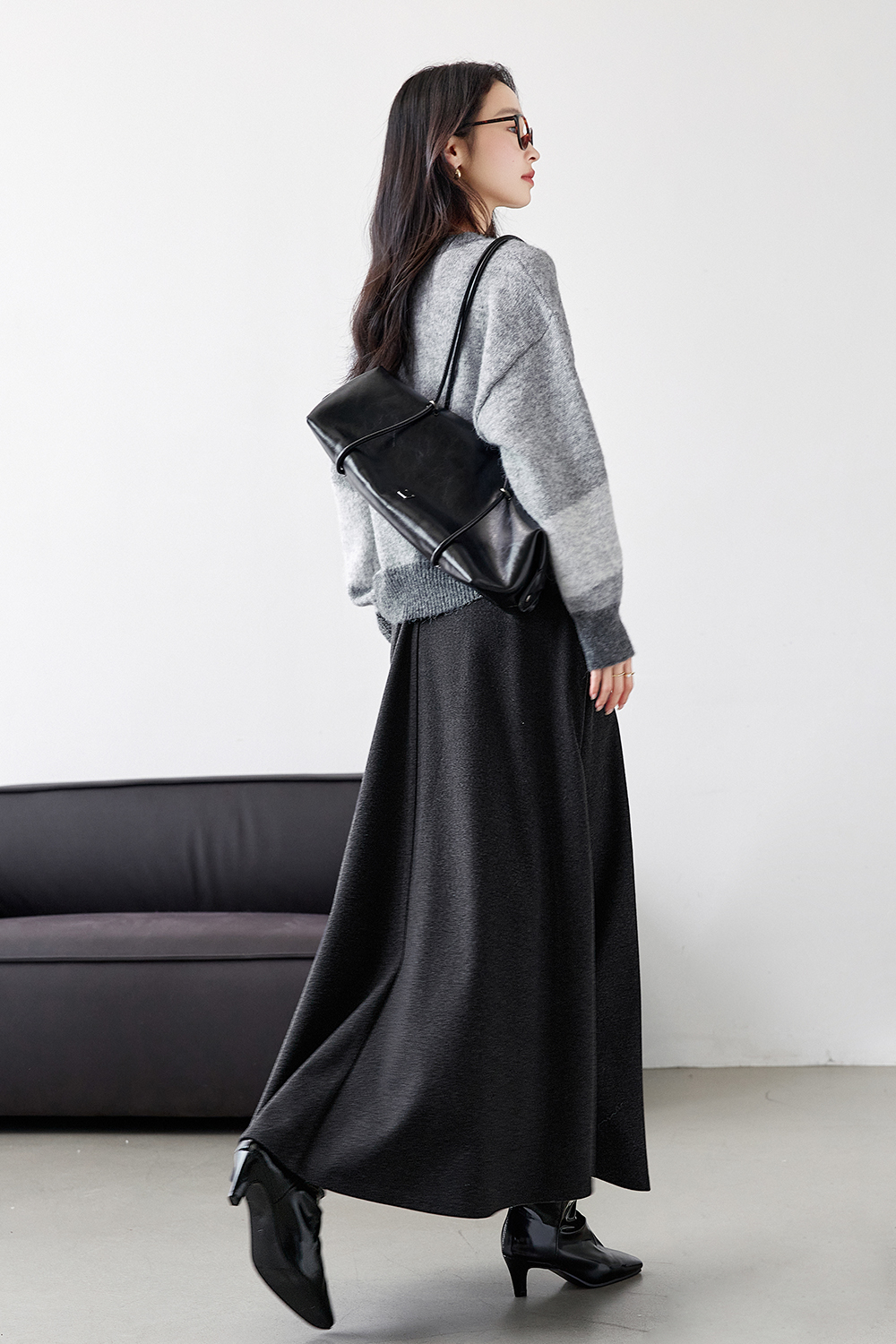 High-Waisted Irregular Midi Skirt-VIMLYSTORE