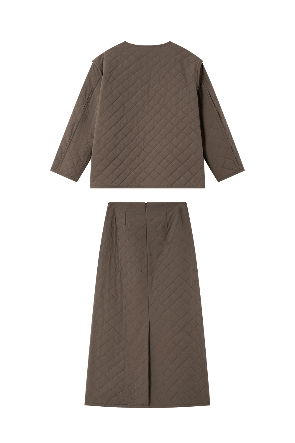 Classic Brown Diamond-Quilted Padded Set