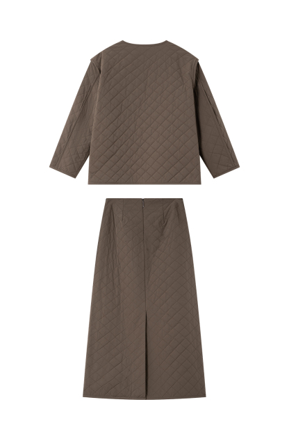 Classic Brown Diamond-Quilted Padded Set