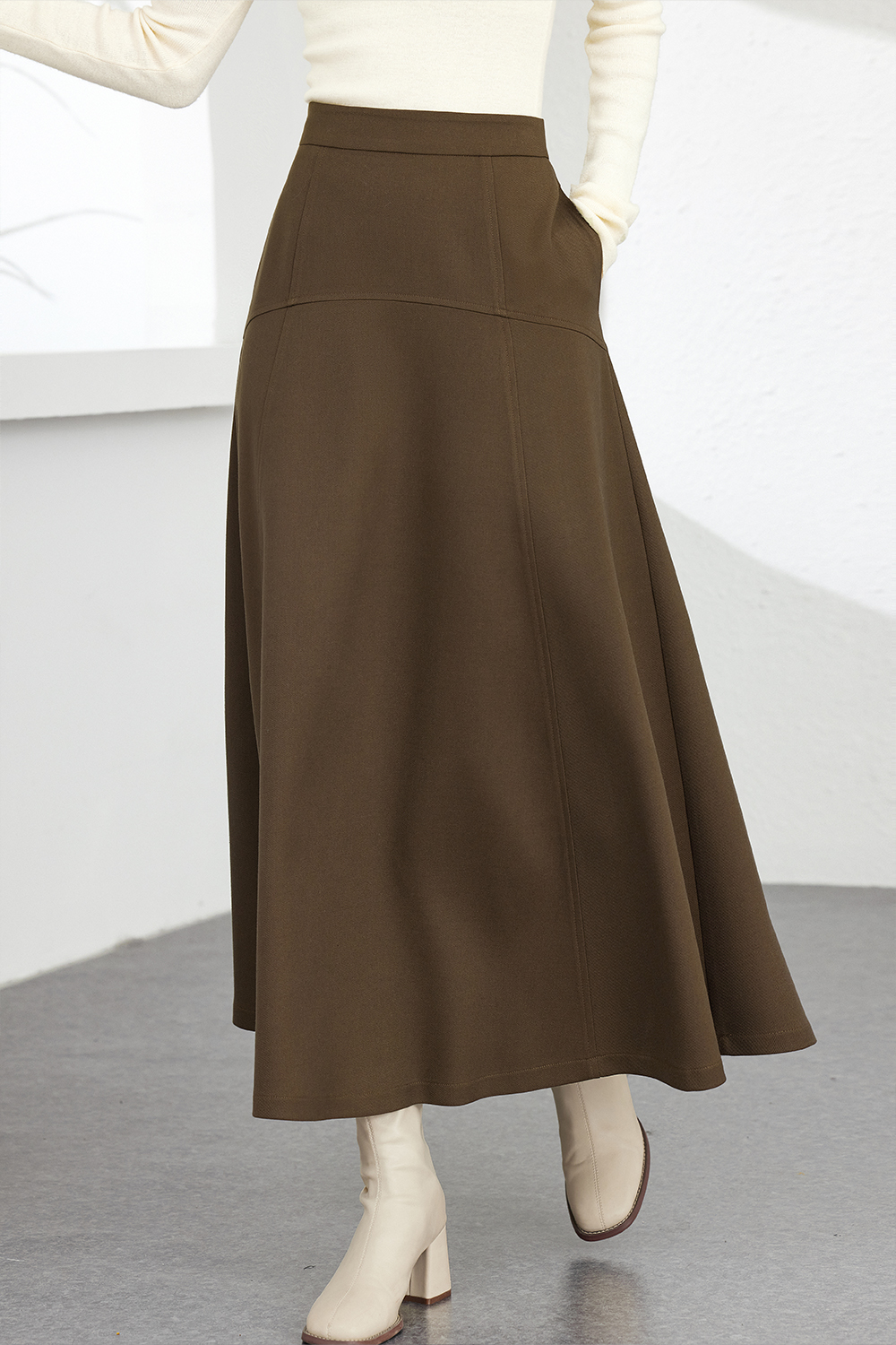 Modern Wool Blend Skirt-VIMLYSTORE