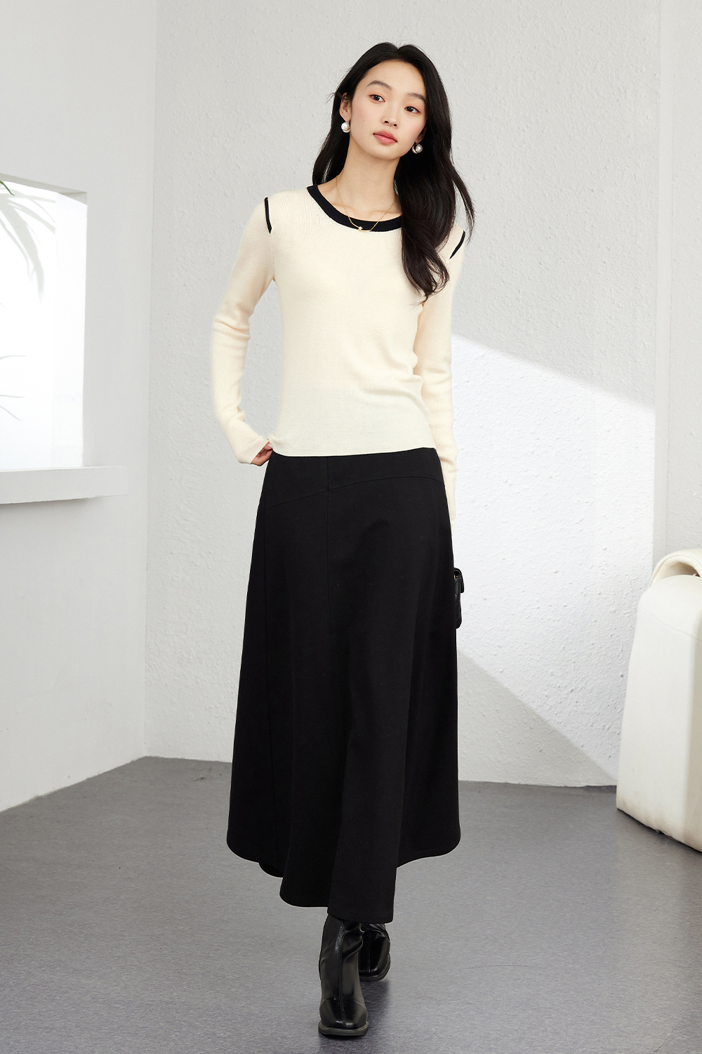 Modern Wool Blend Skirt-VIMLYSTORE