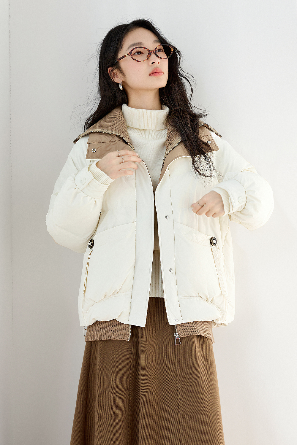 Fashionable White Duck Down Warm Down Jacket-VIMLYSTORE