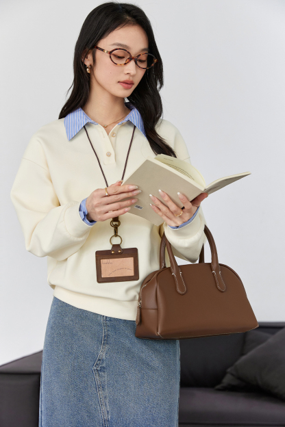 School Style Spliced Lapel Sweatshirt