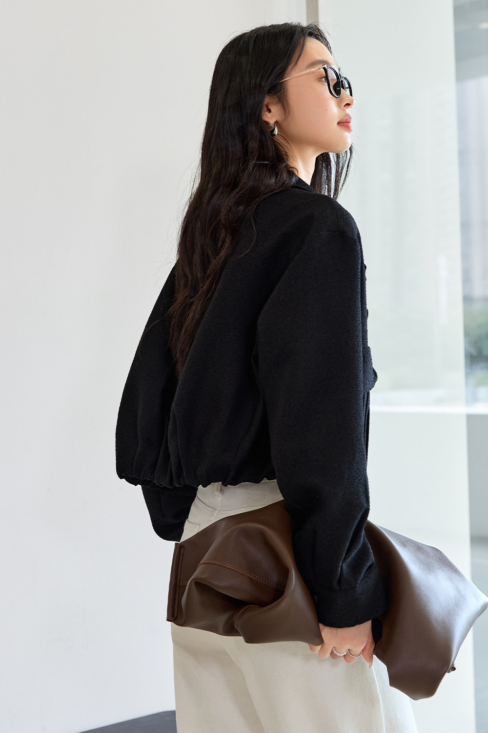 Workwear Style Short Lapel Jacket-VIMLYSTORE