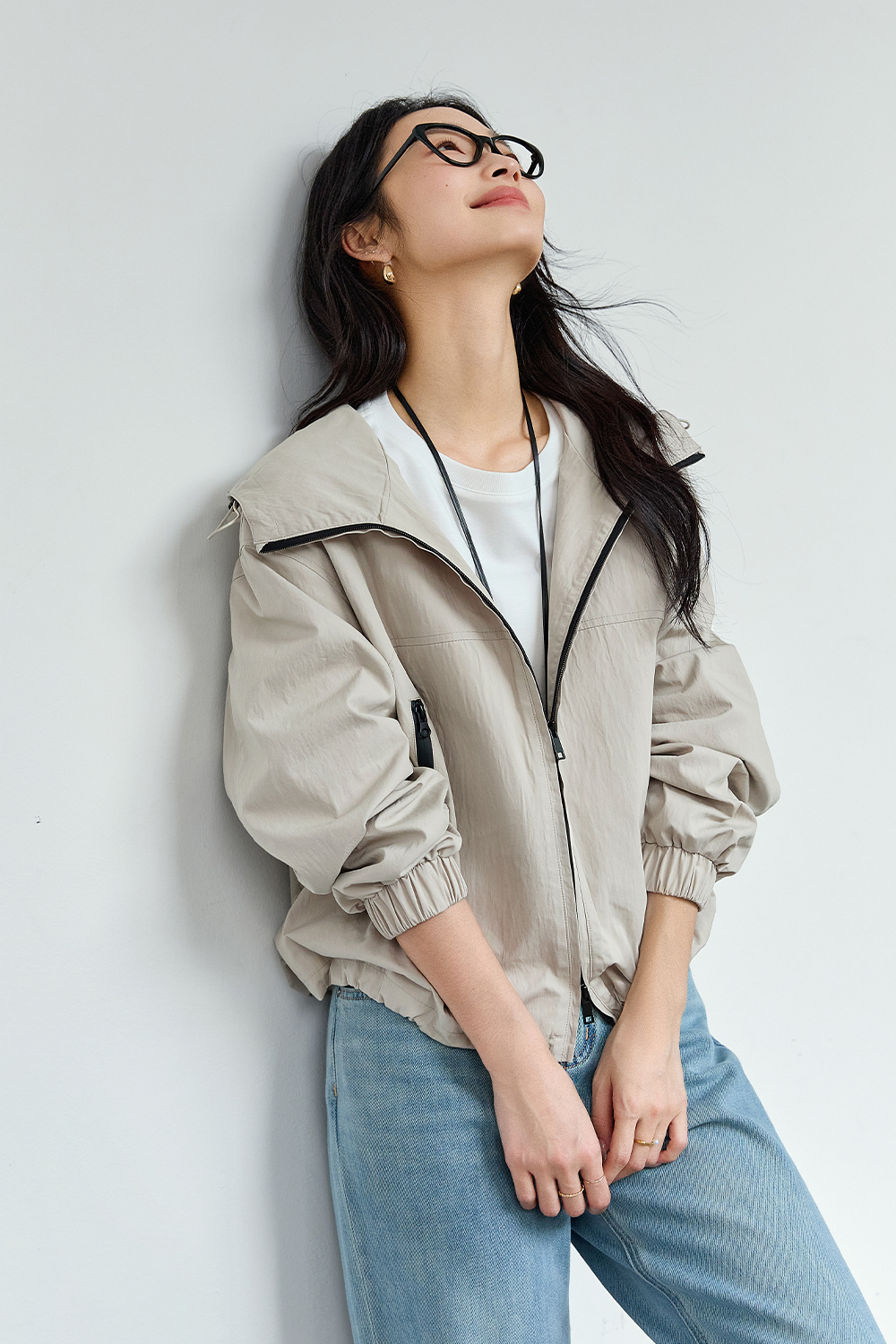 Contrast Color Hooded Jacket