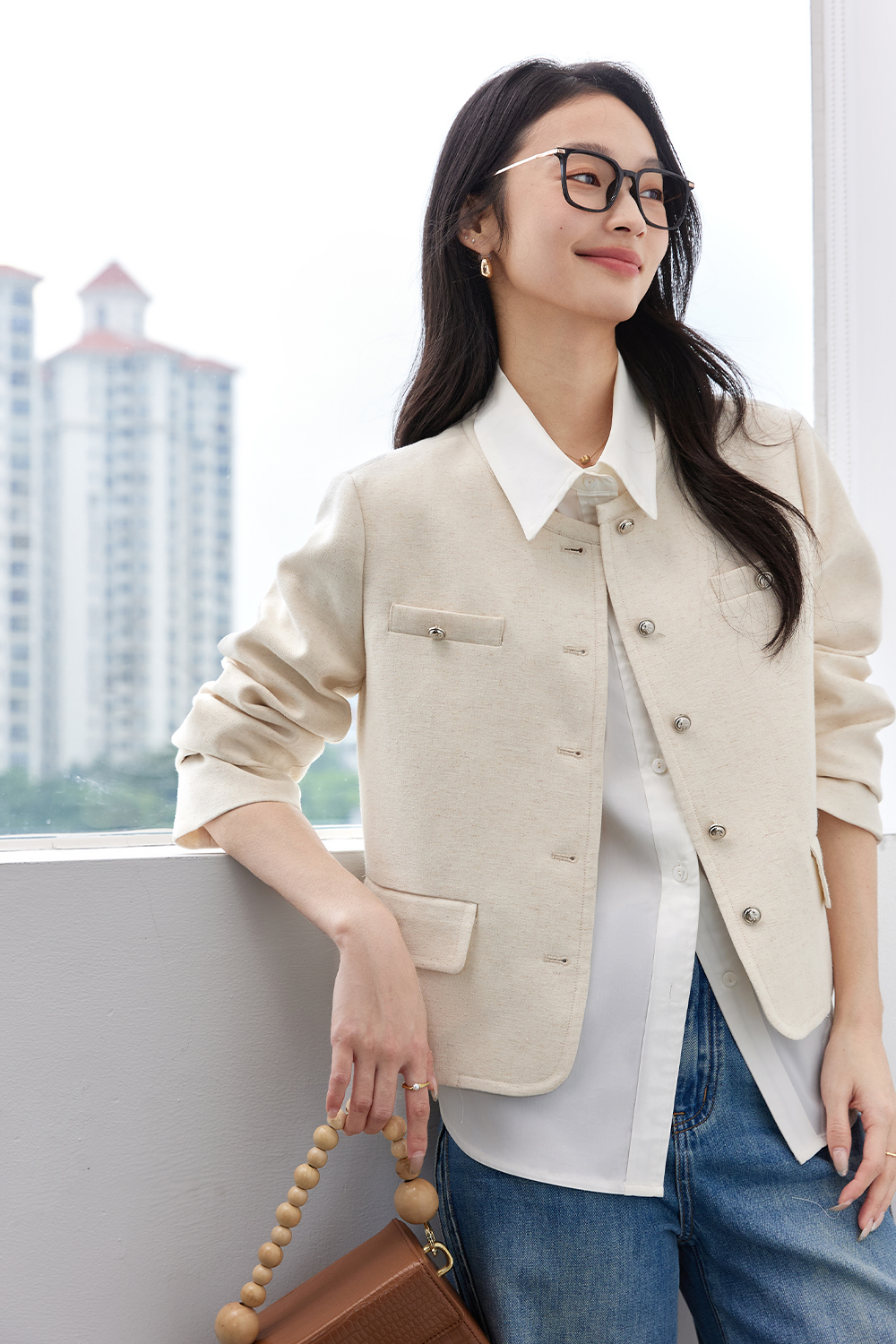 Metal Button Short Jacket-VIMLYSTORE