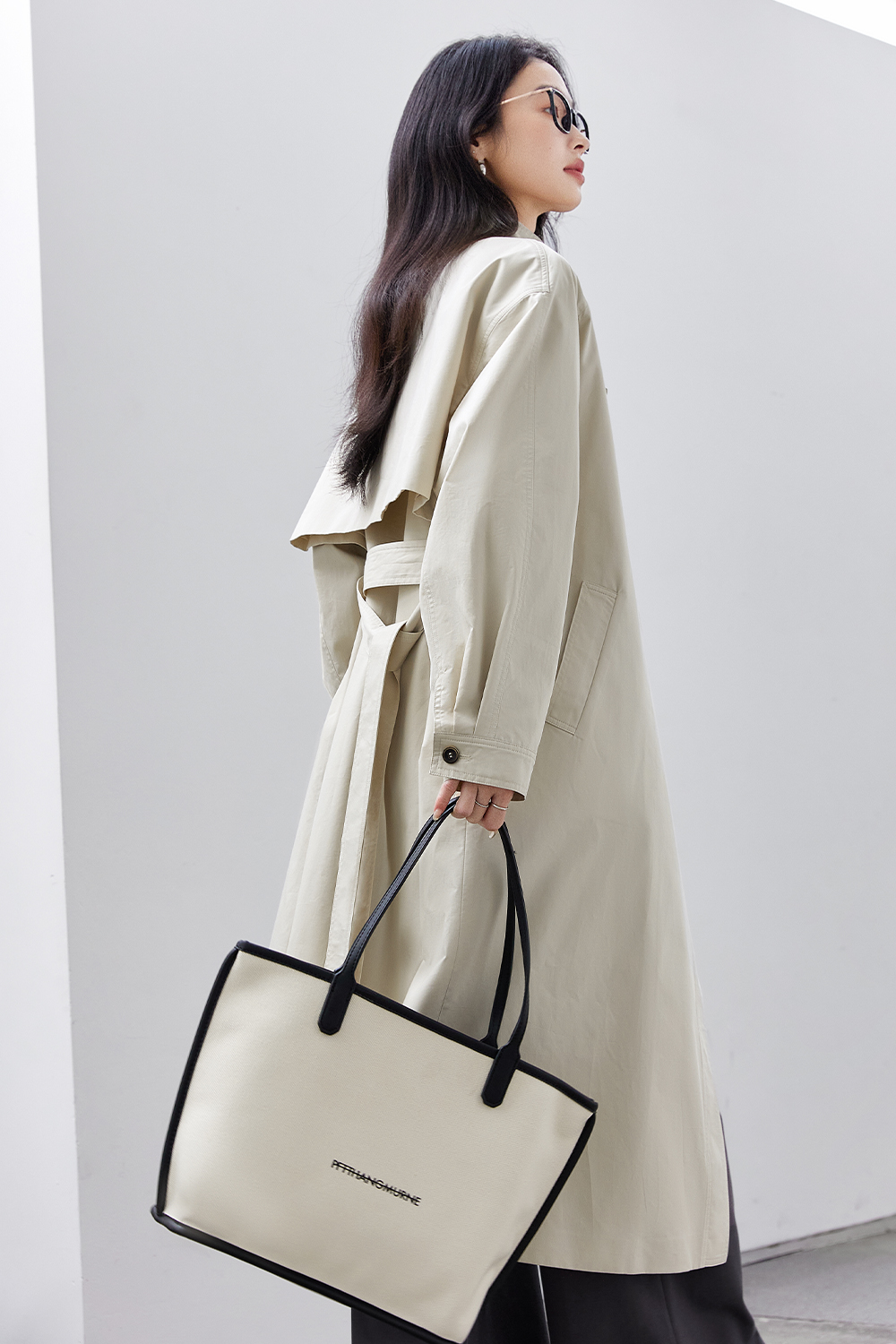 Stand-Up Collar Buttoned Trench Coat-VIMLYSTORE