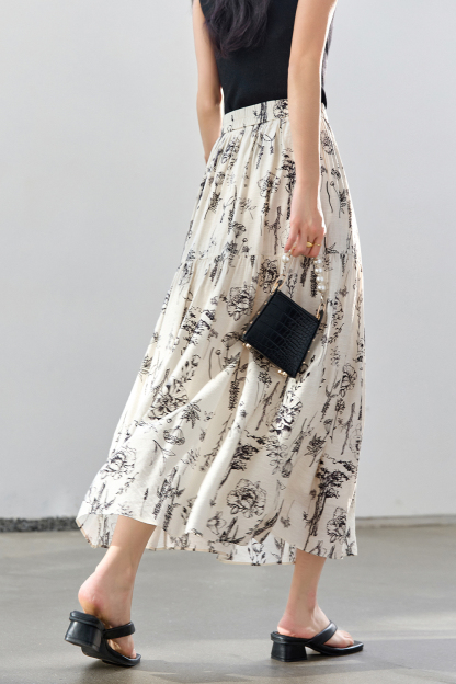 Floral Print Long Skirt