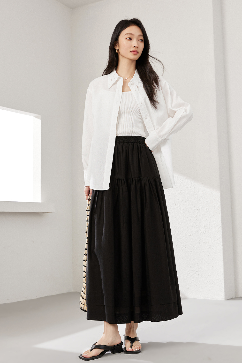 Pleated Loose Long Skirt-VIMLYSTORE