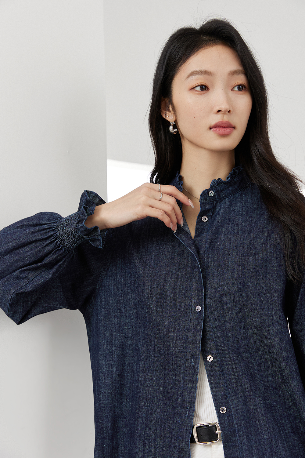 Pure Cotton Ruffled Shirt