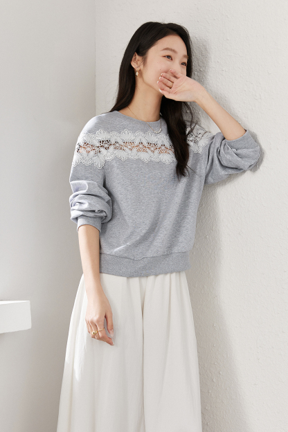 Hollow Lace Sweatshirt