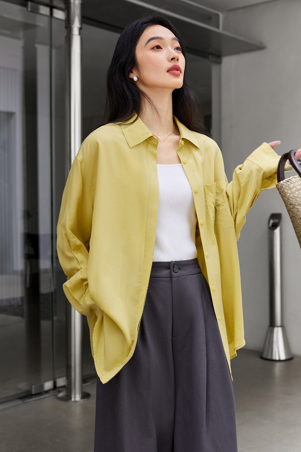 Simple Embroidered Letter Shirt-VIMLYSTORE