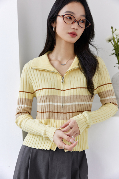 Retro Color-Blocked Striped Sweater