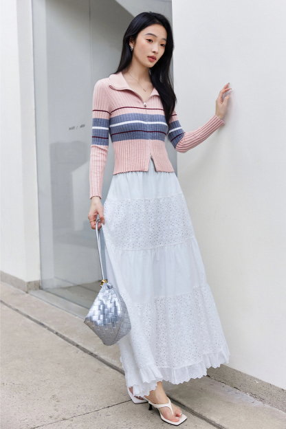 Retro Color-Blocked Striped Sweater