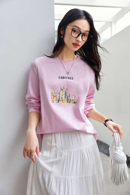 Scenery Print Cotton T-shirt