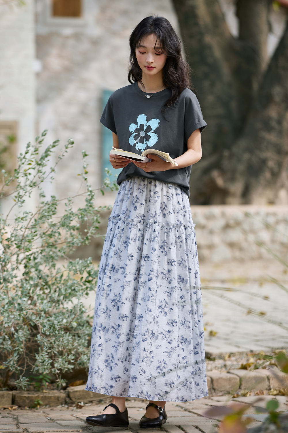 Flower Pattern Printed T-Shirt