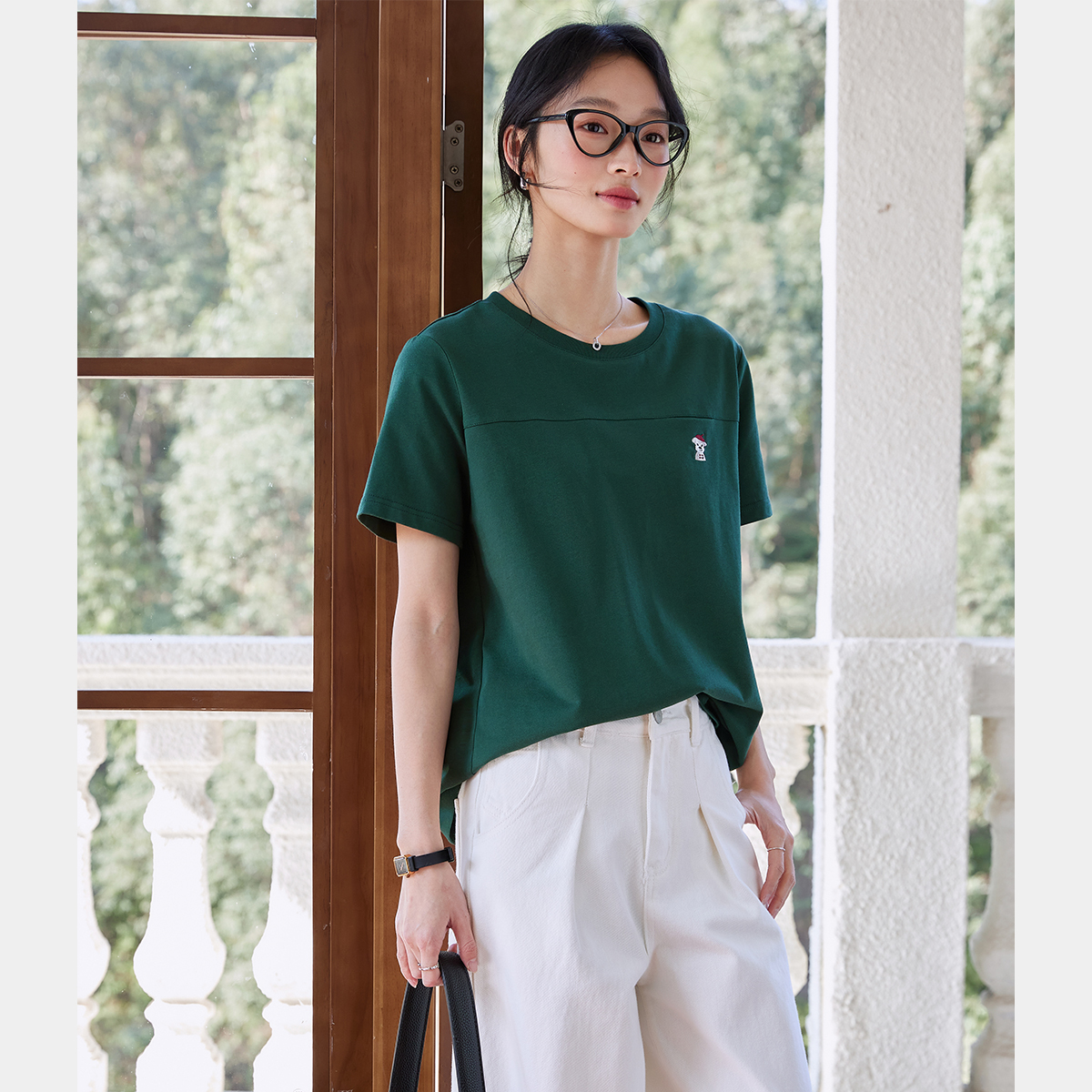 Animal Embroidery Straight T-Shirt