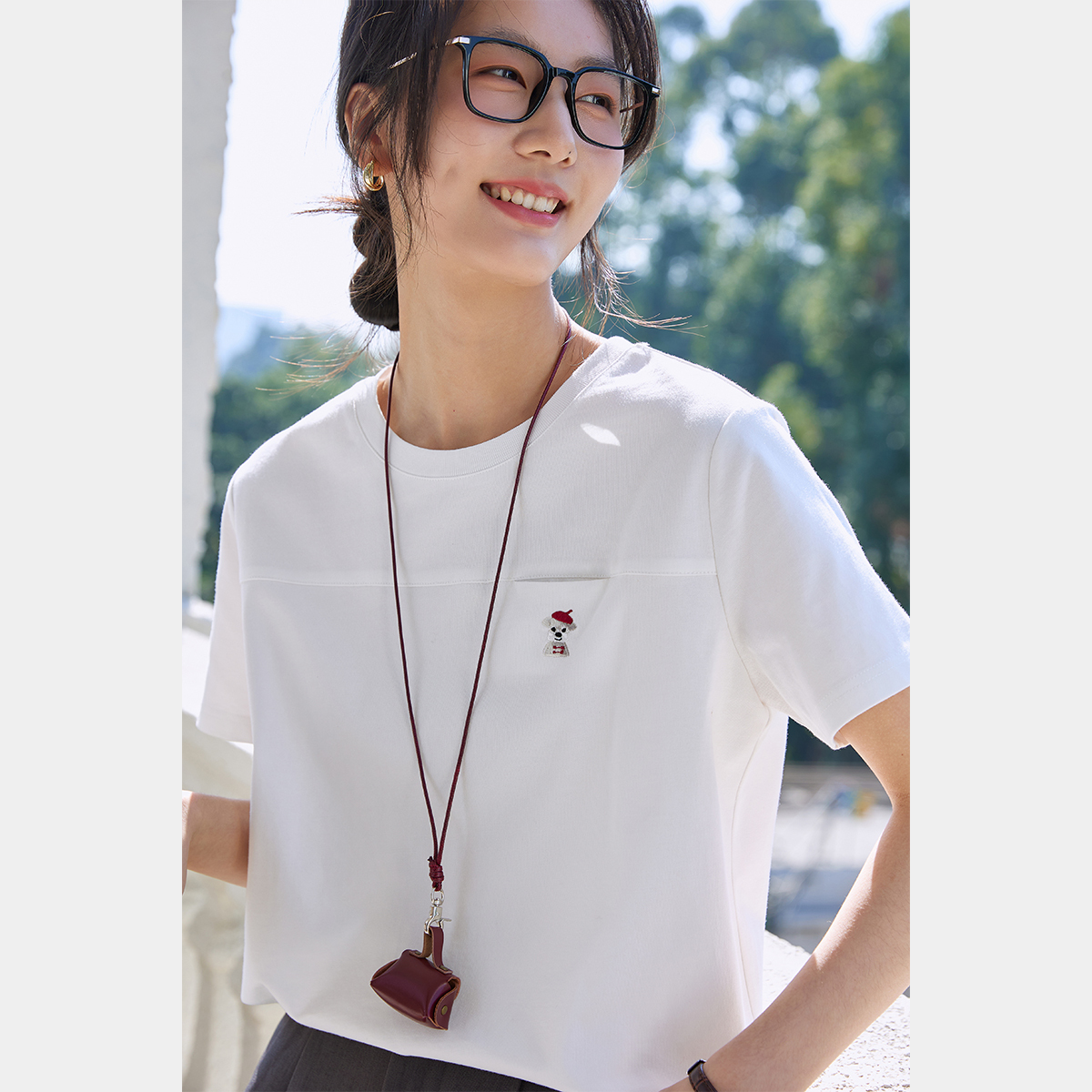 Animal Embroidery Straight T-Shirt