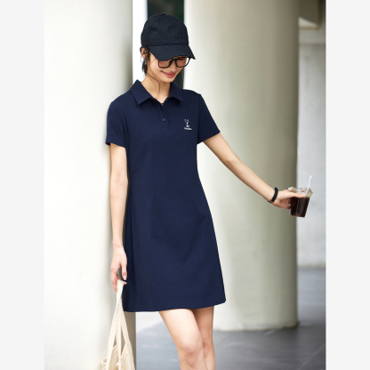 Polo Neck Rabbit Embroidered Dress