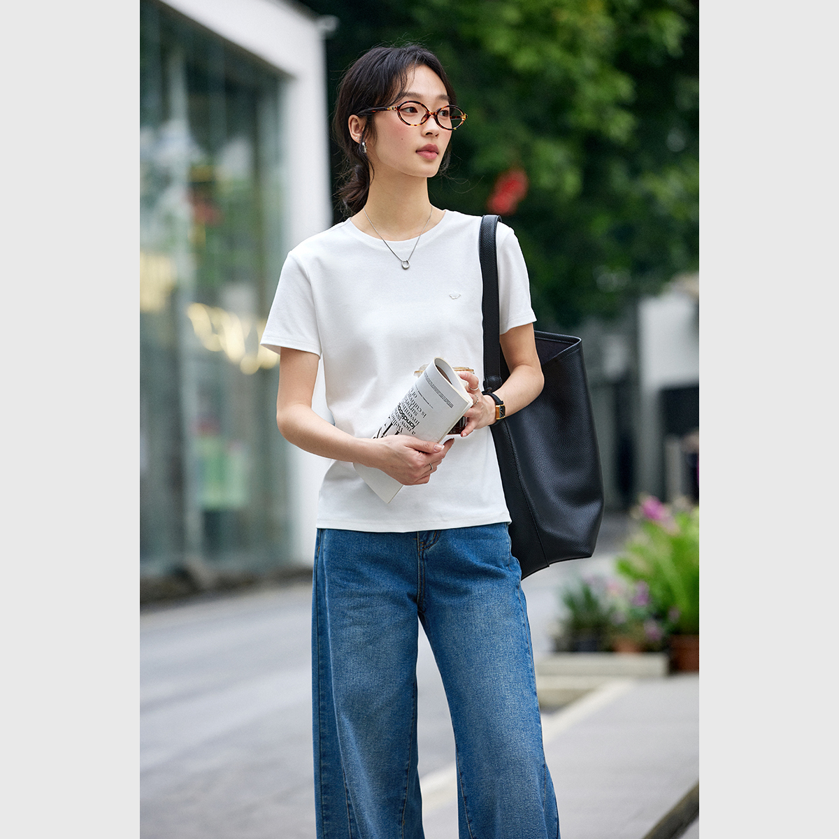 Back Hollow Solid Color T-Shirt