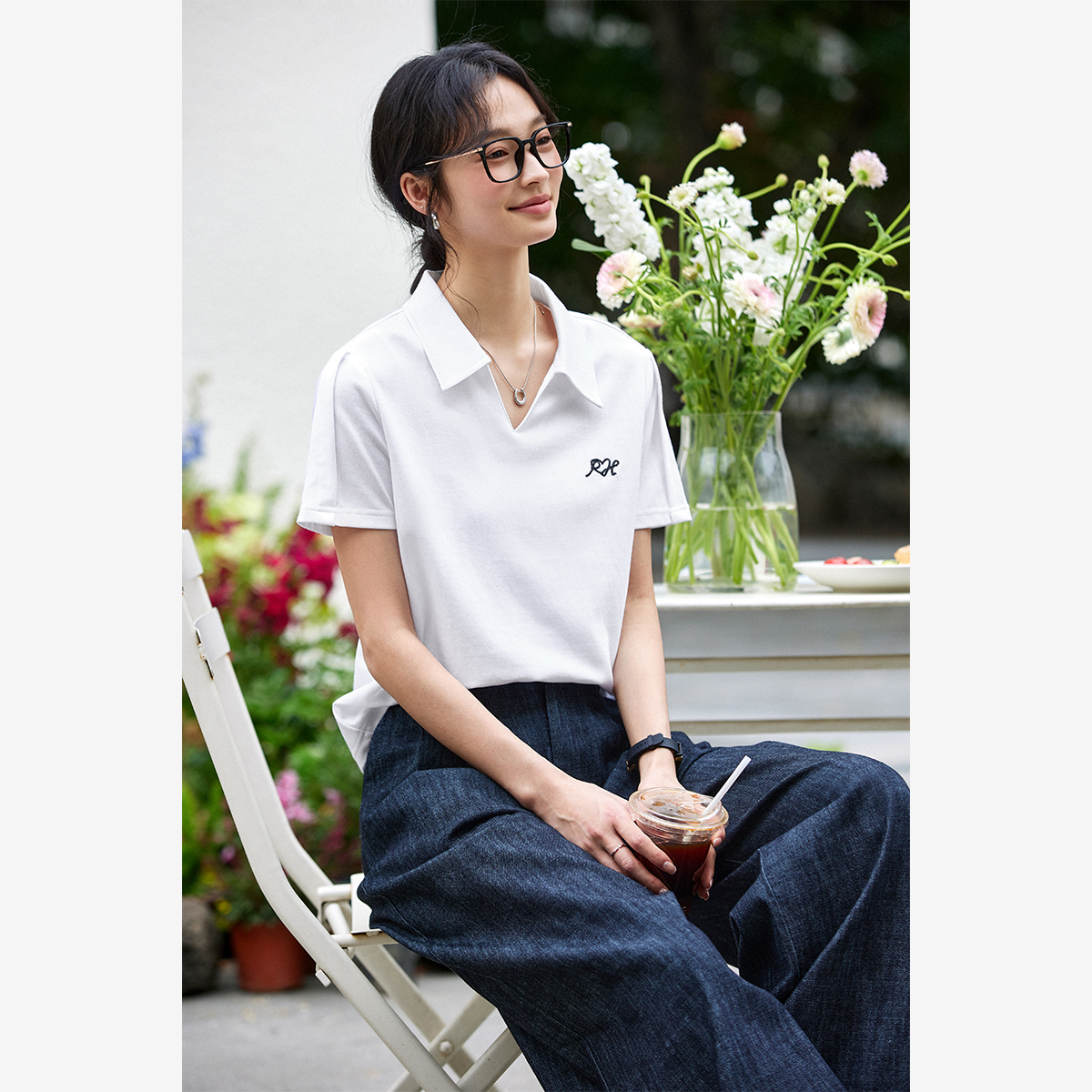 Lapel Cotton T-Shirt