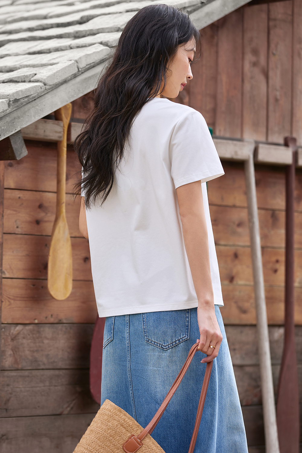 Toothbrush Embroidered Flower Design Loose T-Shirt