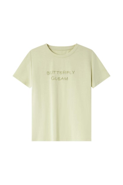 Embossed Texture Feel Embroidered T-Shirt