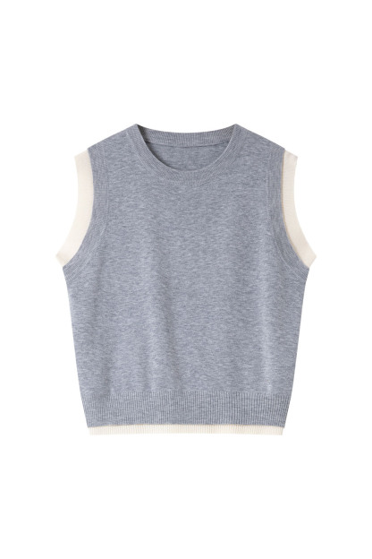 Round Neck Sleeveless Loose Knit Sweater