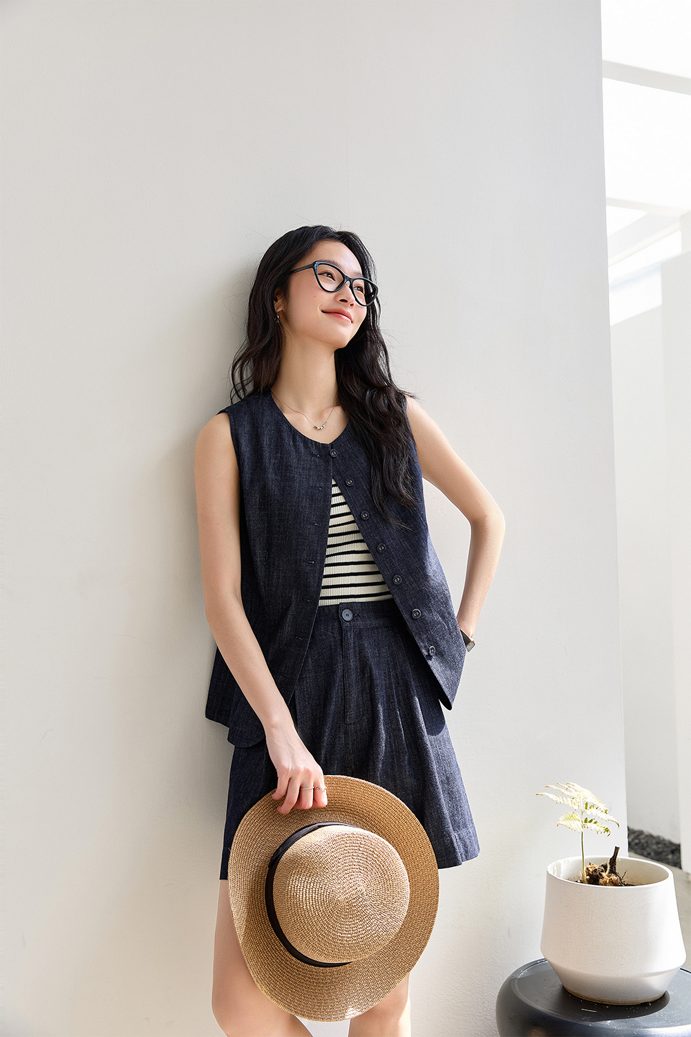 Old Money Style Pure Cotton Denim Suit