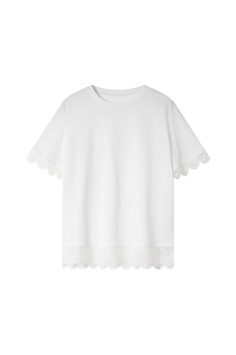 Lace Patchwork Round Neck T-Shirt