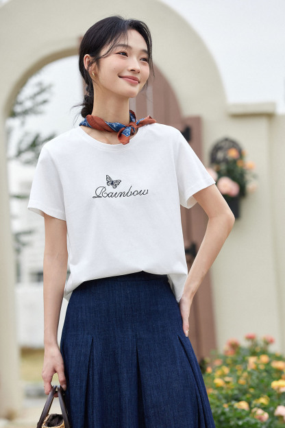 Exquisite Butterfly Embroidered T-Shirt