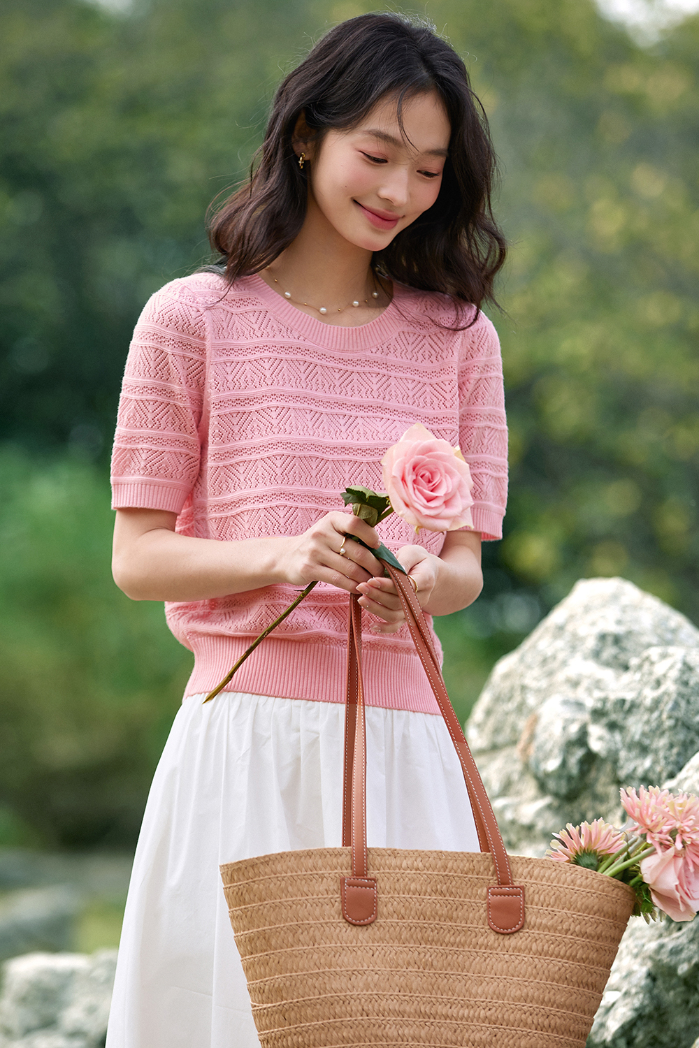 Openwork Striped Sweater