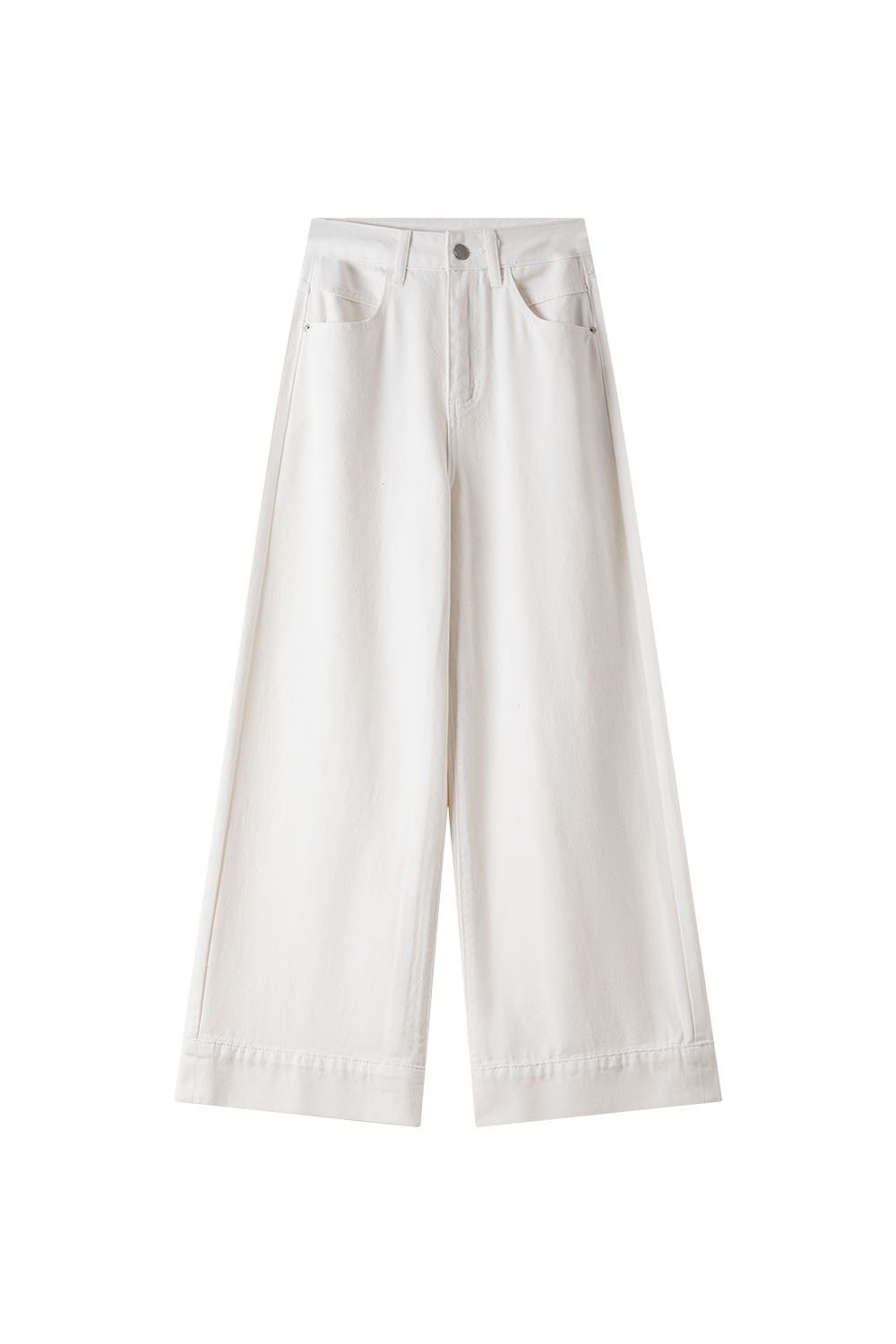 100% Cotton Denim Wide-Leg Pants