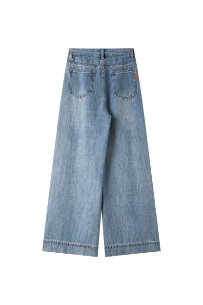 Cotton Loose Denim Wide-Leg Pants