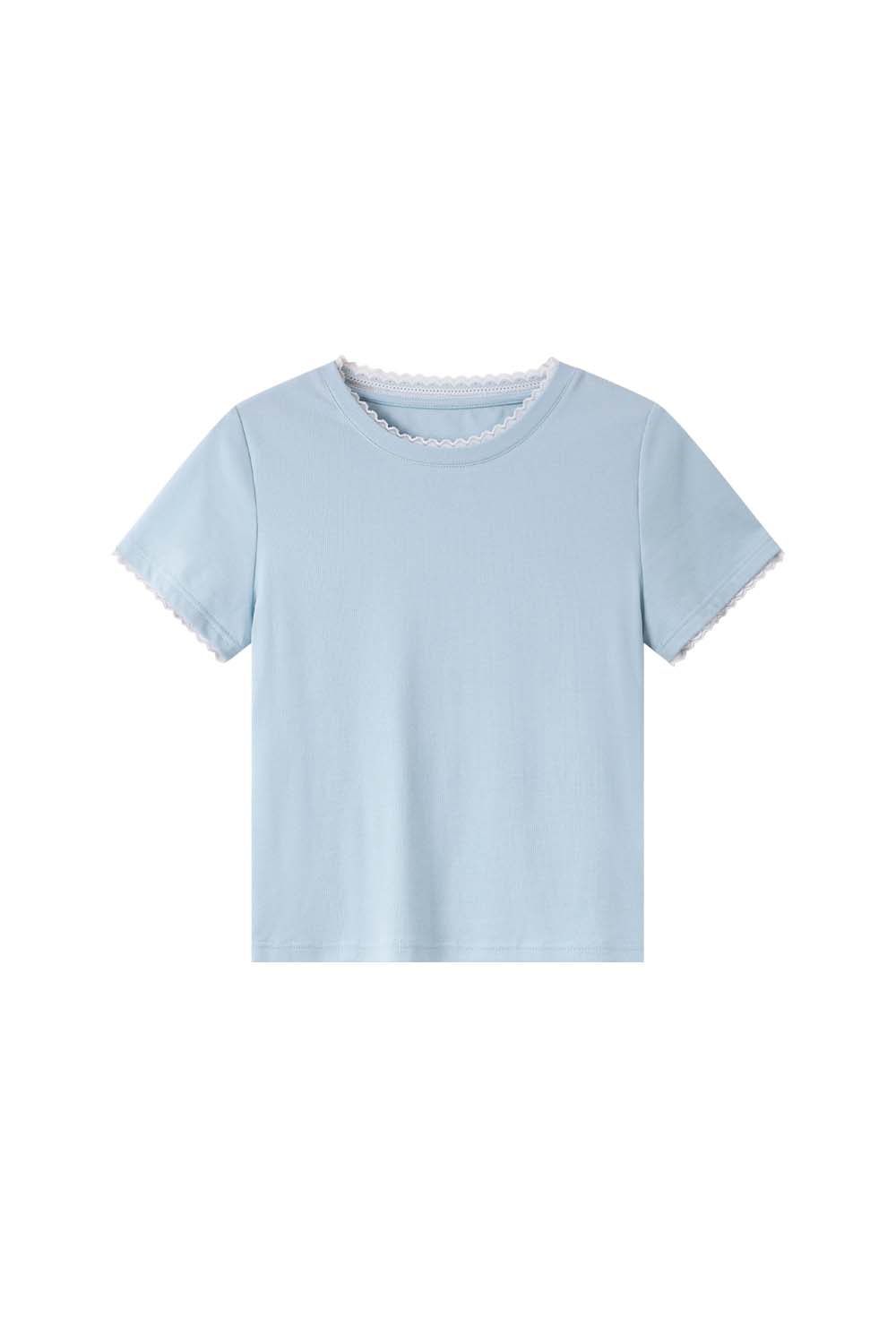 Paneled Round Neck Straight T-Shirt