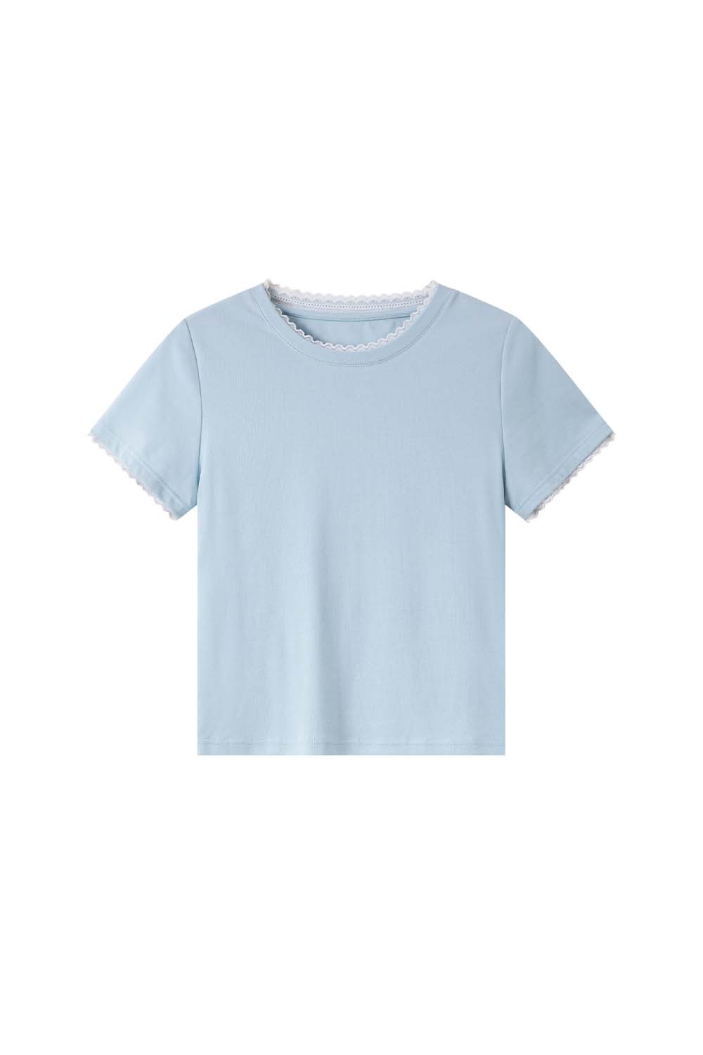 Paneled Round Neck Straight T-Shirt