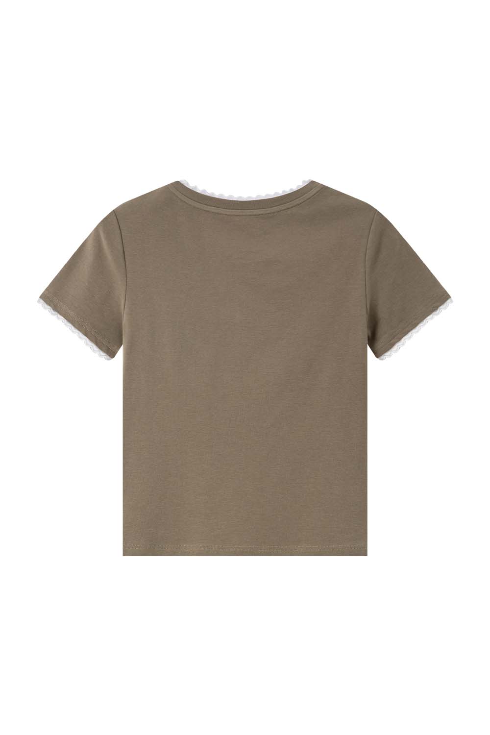 Paneled Round Neck Straight T-Shirt