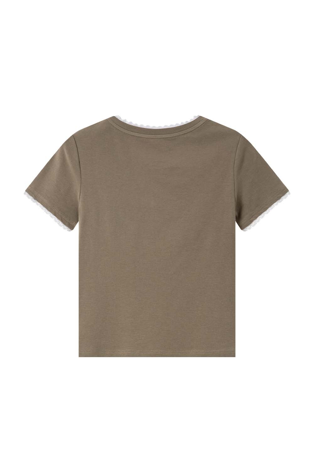 Paneled Round Neck Straight T-Shirt