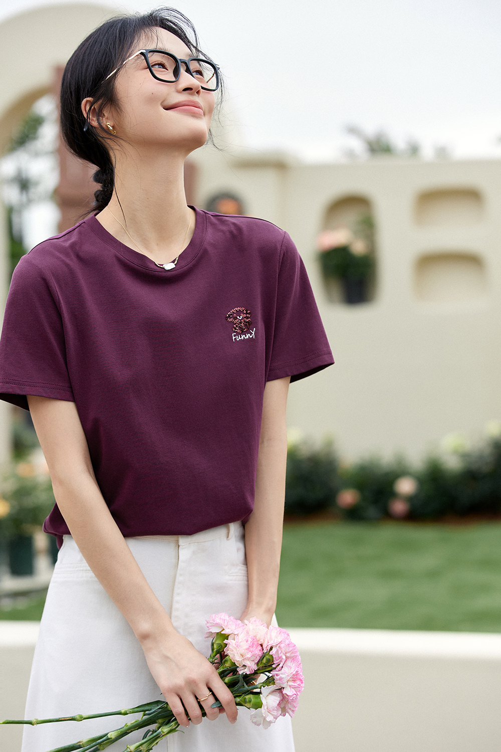 Puppy Sequin Straight T-Shirt