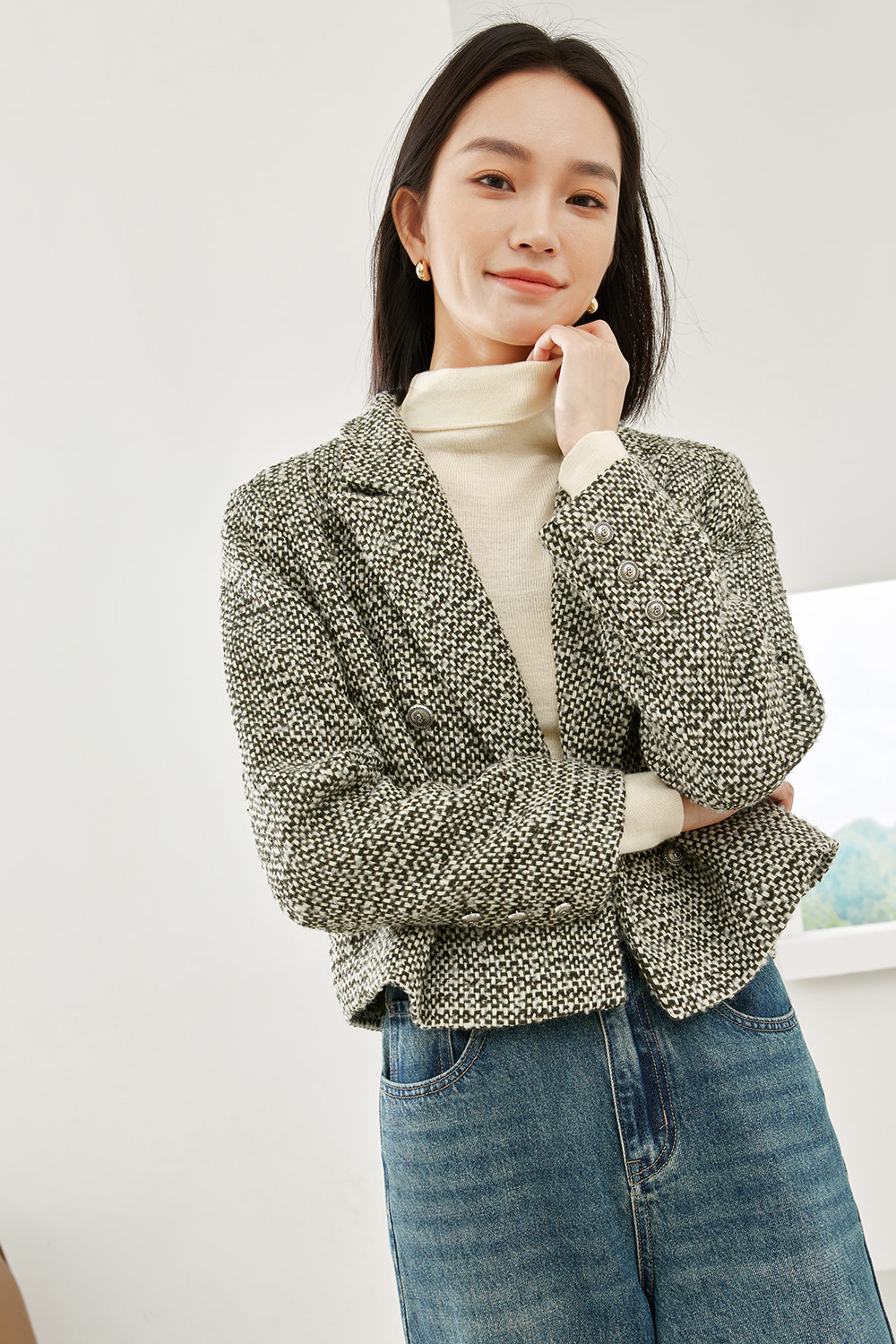 Wool Blend Short Blazer