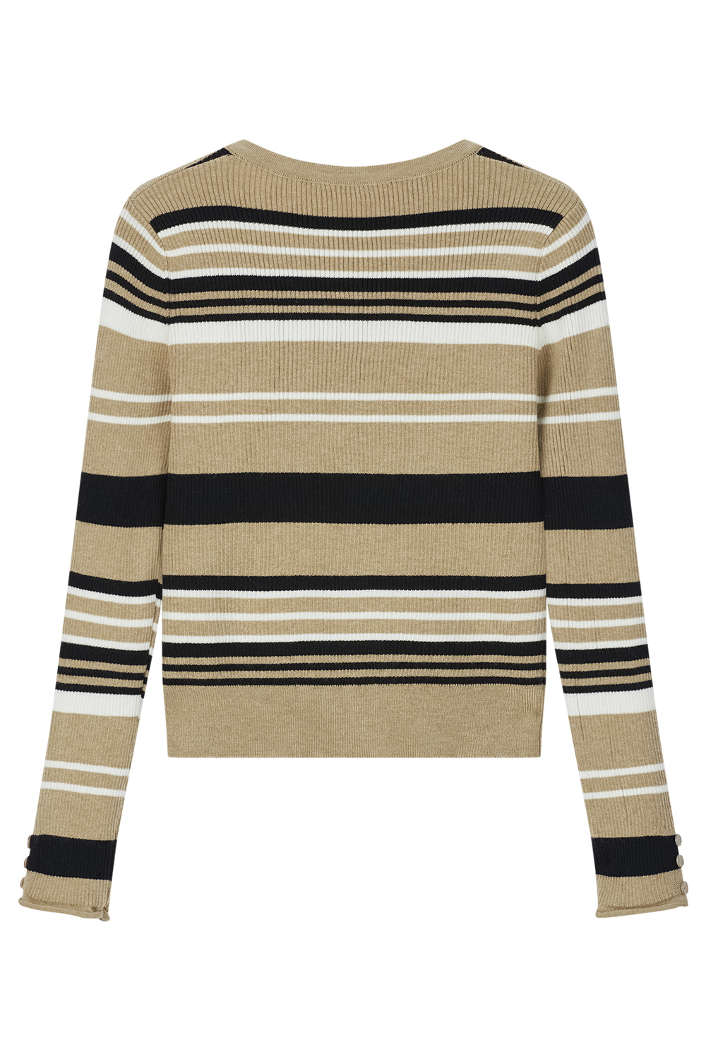 Round Neck Striped Knit Sweater-VIMLYSTORE
