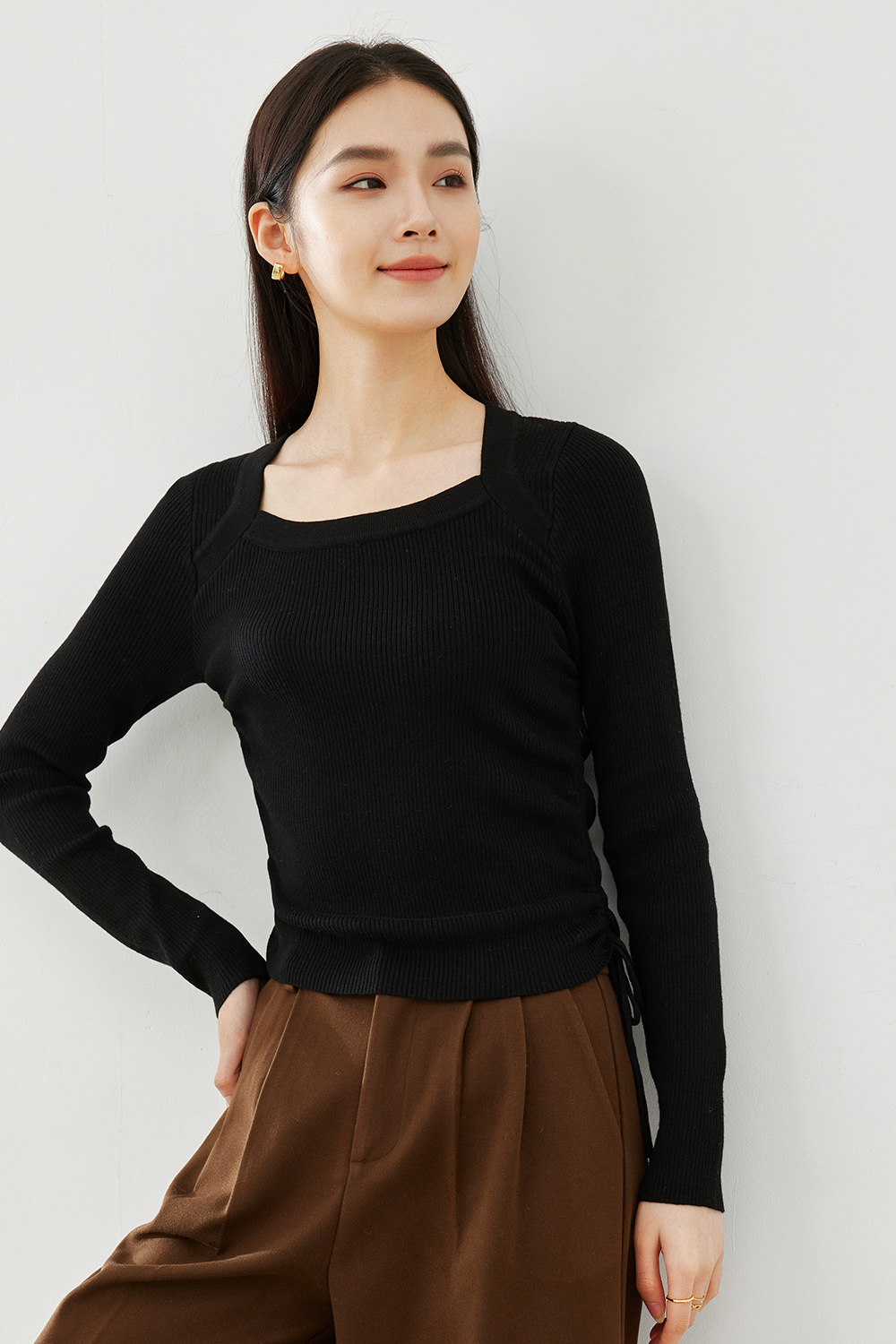 Simple Solid Color Knit Sweater-VIMLYSTORE