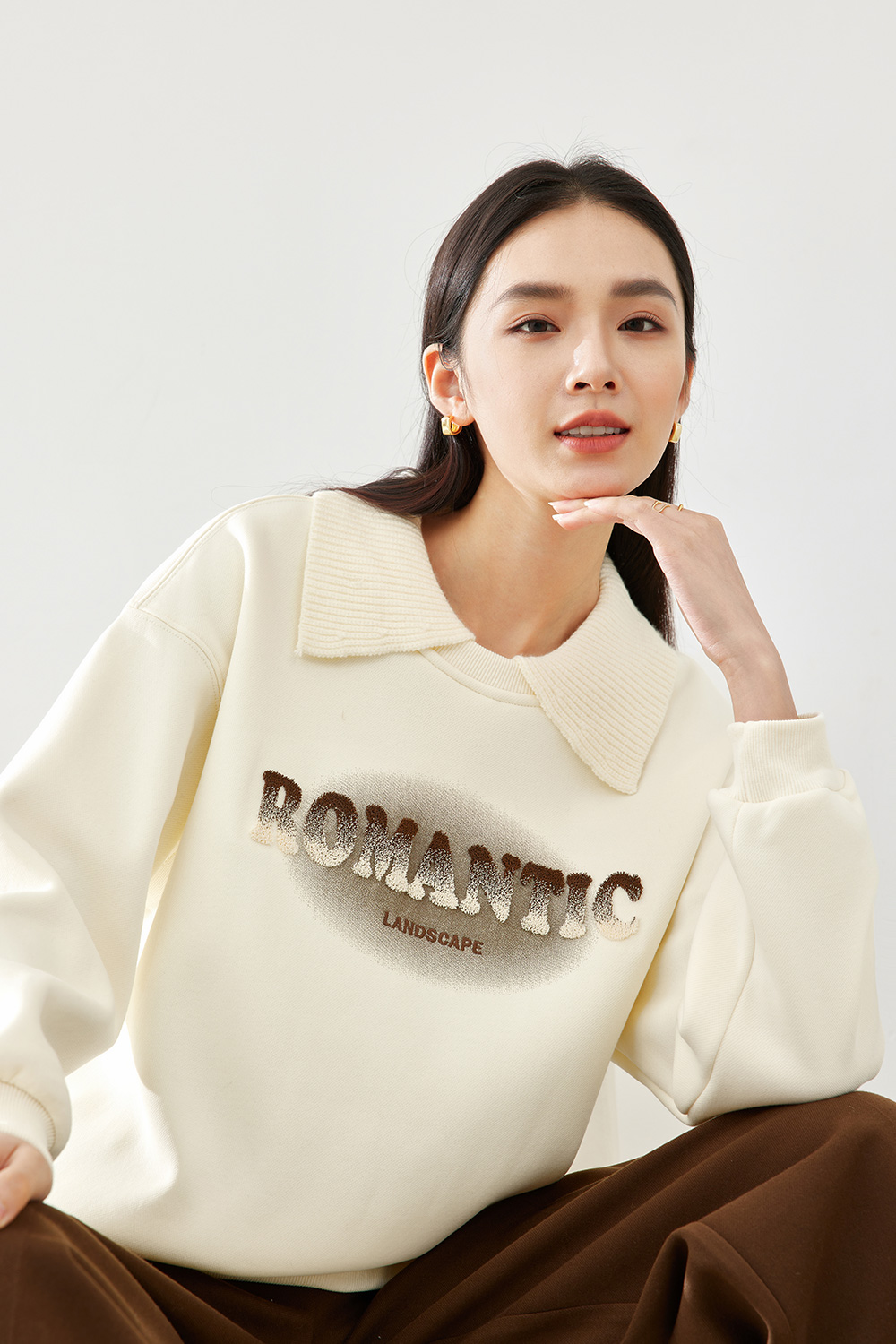 Fake two pieces casual sweater