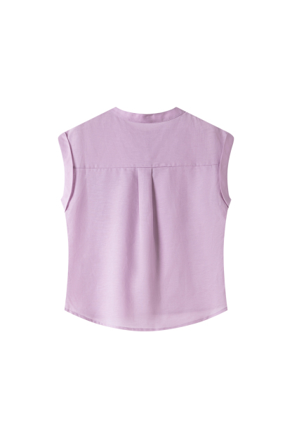 Commute-Chic Mini-Stand Collar Sleeveless Blouse-VIMLYSTORE