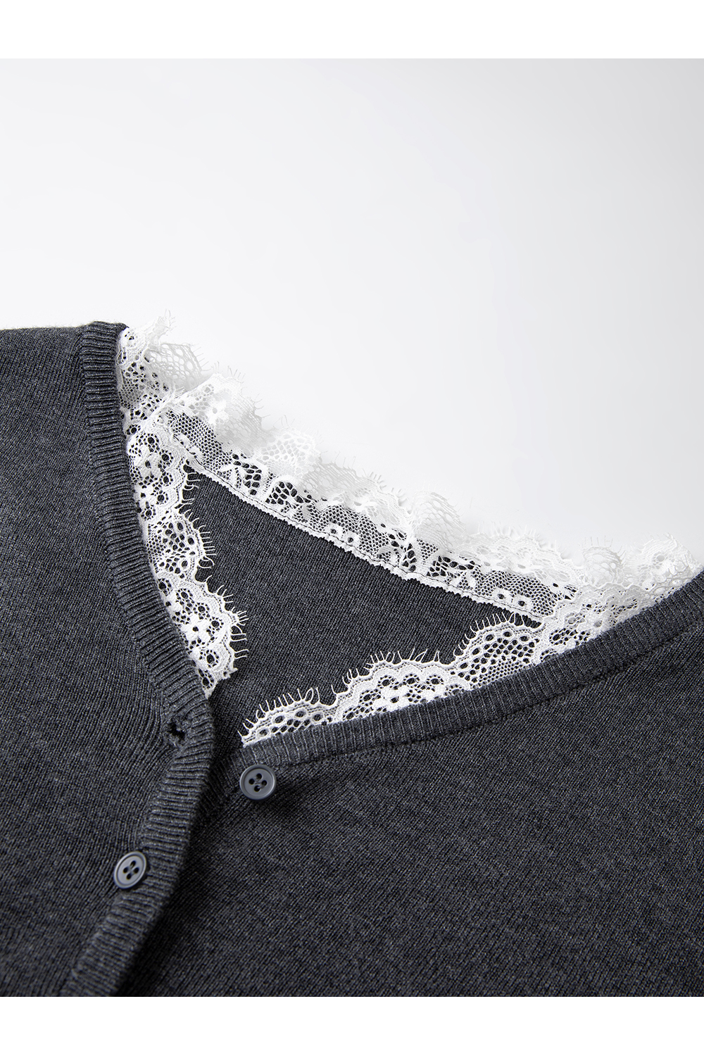 Lace-Paneled V-Neck Cardigan Wrap-VIMLYSTORE