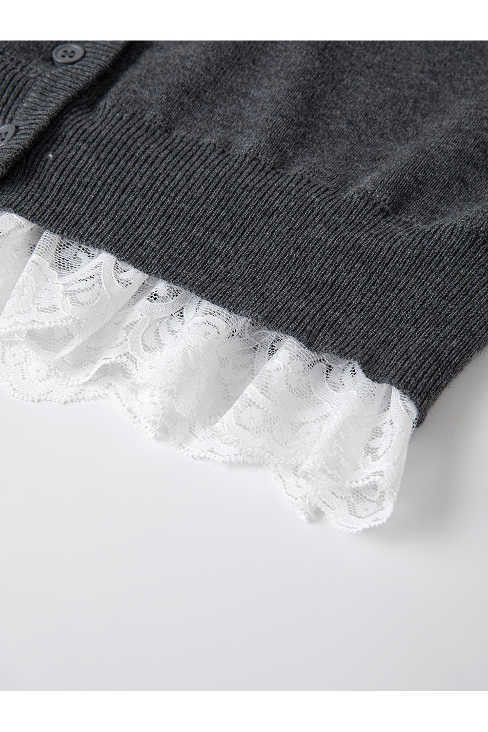 Lace-Paneled V-Neck Cardigan Wrap-VIMLYSTORE